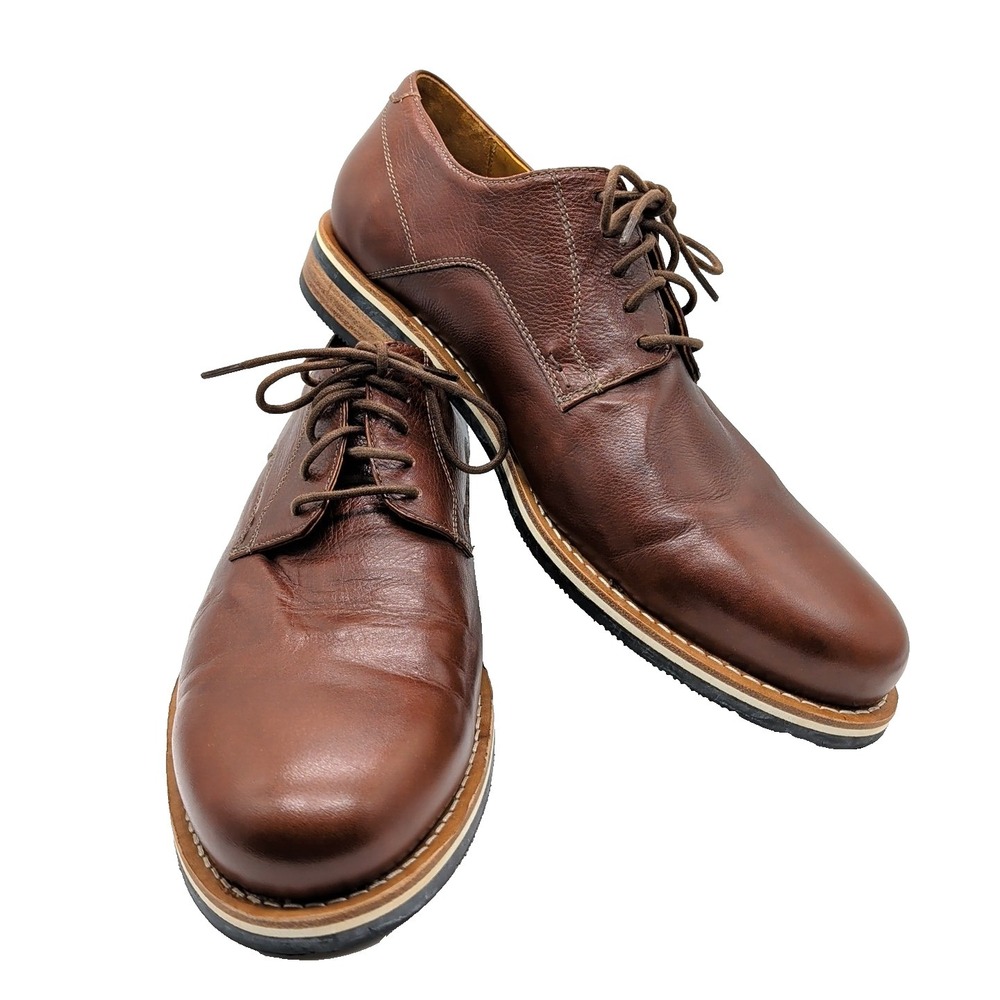 HELM DERBY‎ Leather Dress Shoes The Evans Whiskey Brown Men's Sz 13 EUC